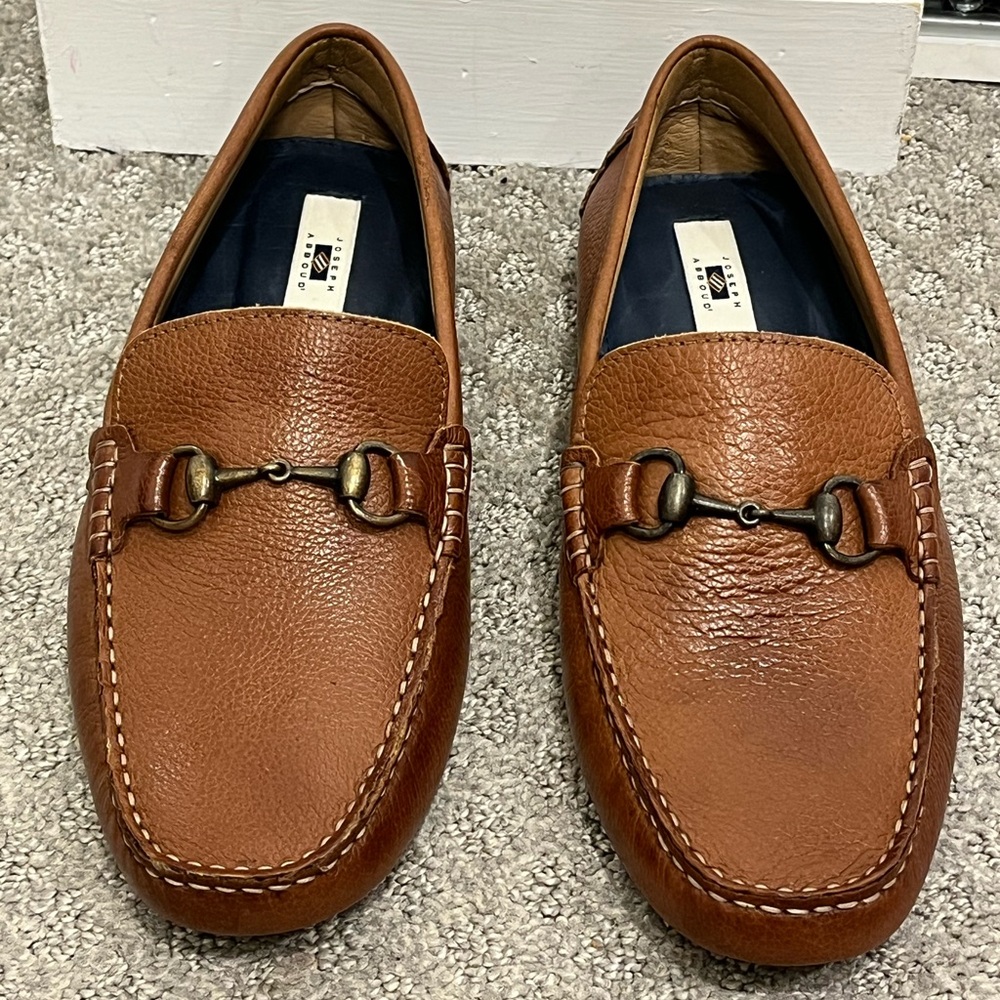Joseph Abboud Leonardo Leather Horsebit Loafers Mens 9.5 D Brown Driving Shoes